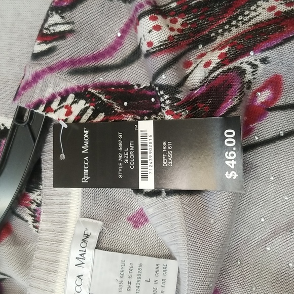 Rebecca Malone Gray and Purple Floral Sweater - Picture 7 of 8